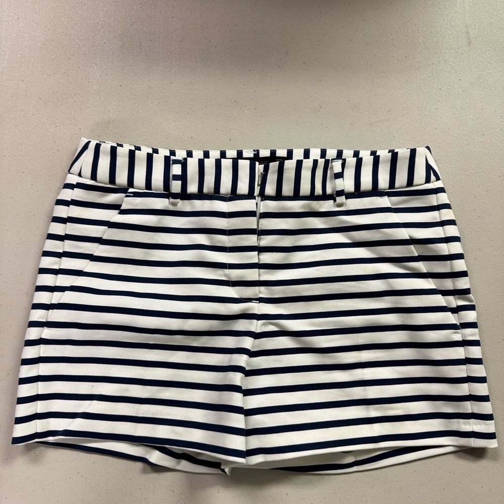 Zara Navy and White Striped Shorts